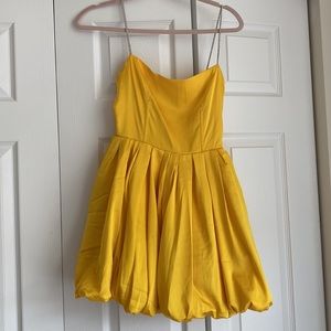 Yellow rhinestone detail mini dress